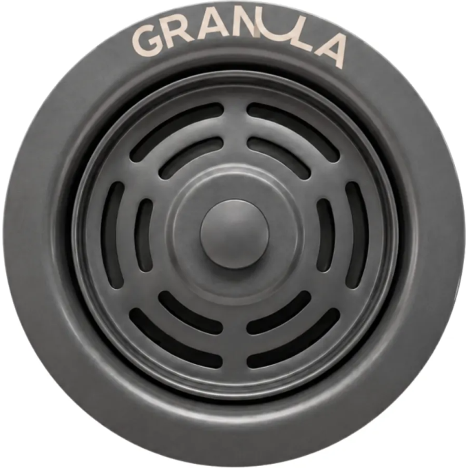 Выпуск кухонной мойки GRANULA для измельчителя, с толкателем, графит матовый FLST grey